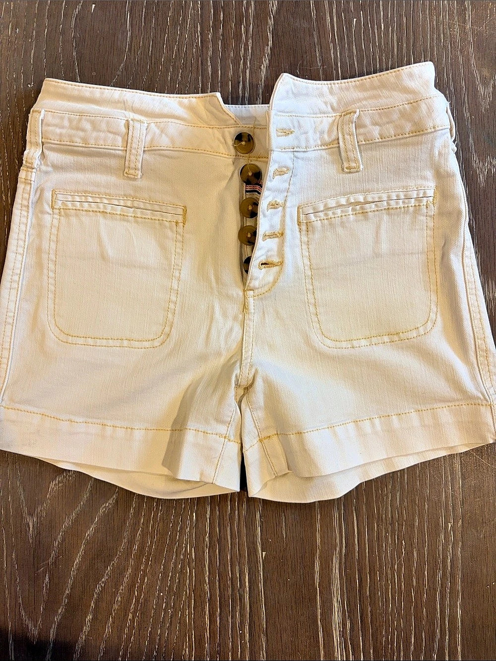 Pilcro and the Letterpress High-Rise Slim Denim Shorts White Waist 26